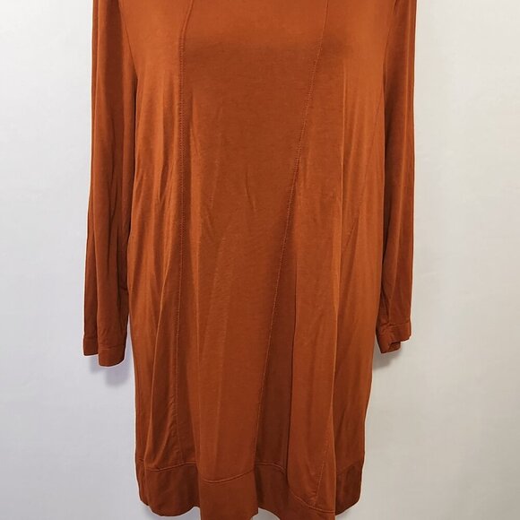 Zenergy by Chico's SZ 2/L Burnt Orange 3/4 Sleeve Scoop Neck Seam Detail Tunic - Picture 3 of 14